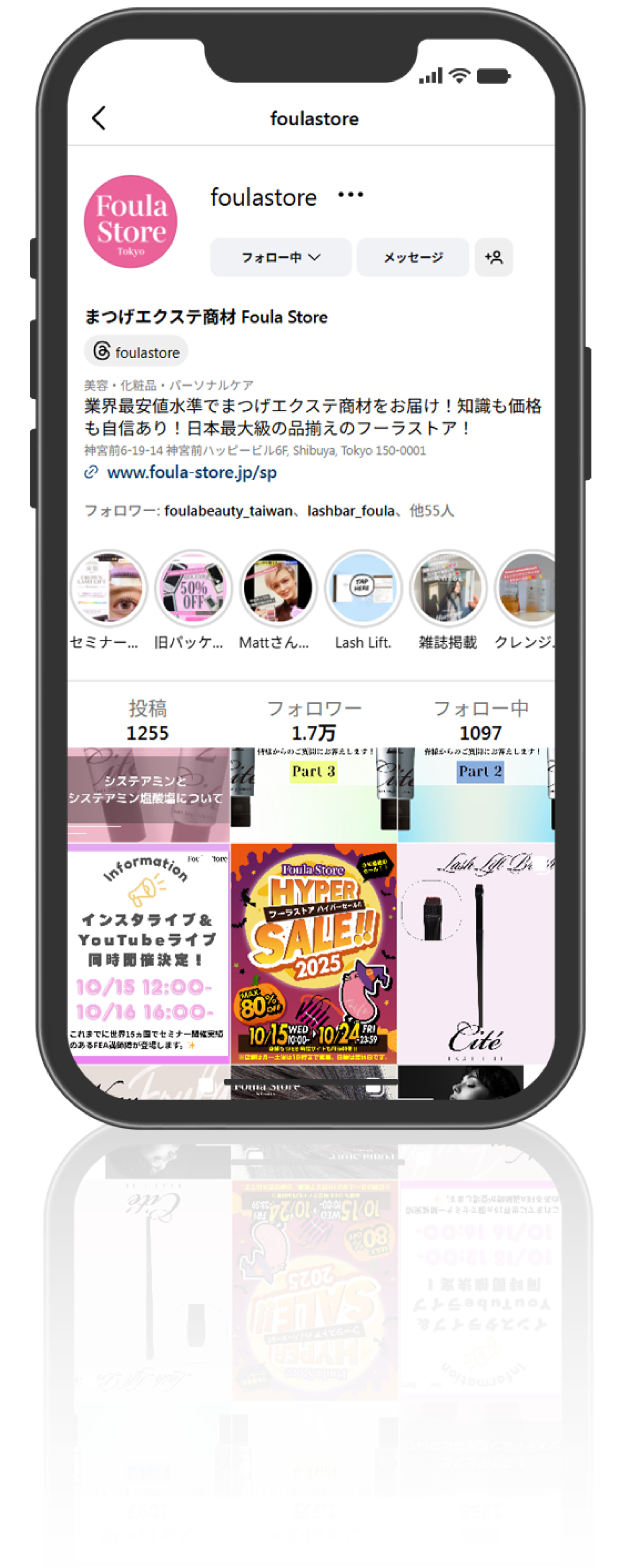 Instagramで配信している新作商品情報とライブ配信のイメージ