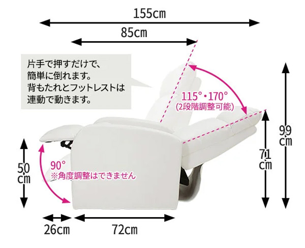 コンパクトリクライニングチェアのふかふかクッション