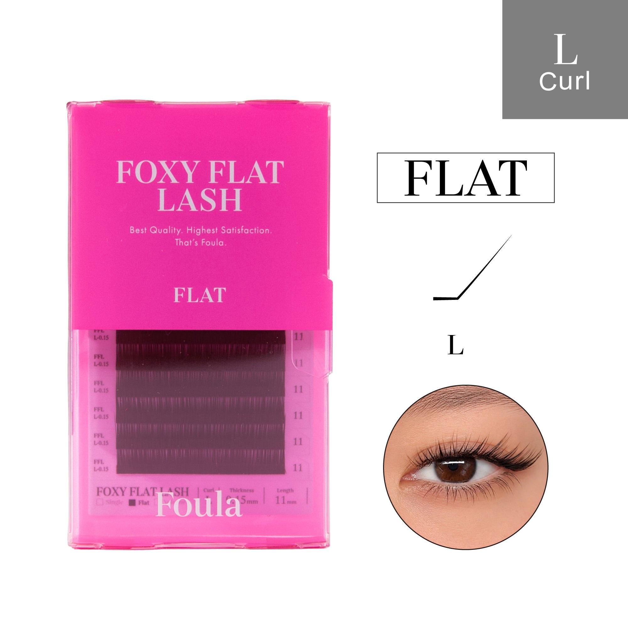 【Foula】フォクシーフラットラッシュ Lカール まつげエクステ用フラットラッシュ