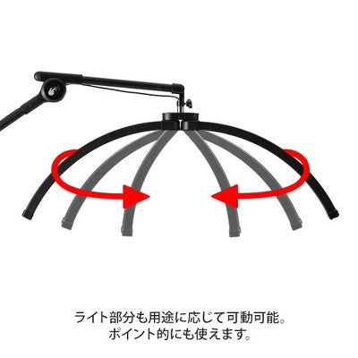 【7BEAUTY】ムーン型LEDライト (トレイ付) ブラック