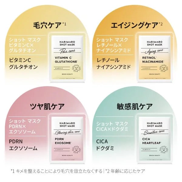 【7BEAUTY】ハリマロ ショット マスク (ビタミンC×グルタチオン) 7枚入り